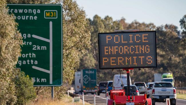 Operation Sentinel enforcement along the Victorian/NSW border.. Picture: Picture: Simon Dallinger