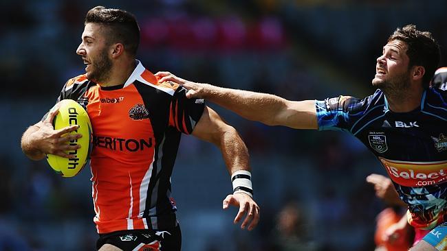 James Tedesco in full flight against the Gold Coast Titans in the Auckland Nines. Picture