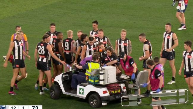 Collingwood players flocked to Jeremy Howe.