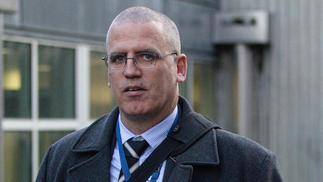 Detective Senior Constable Stephen Eppingstall outside the court in Morwell on Tuesday. Picture: NewsWire / Diego Fedele