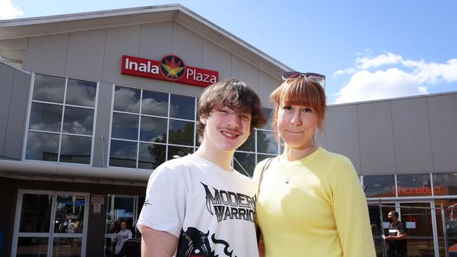 Ondrea (right) and Connick King at Inala Plaza. Picture: Liam Kidston