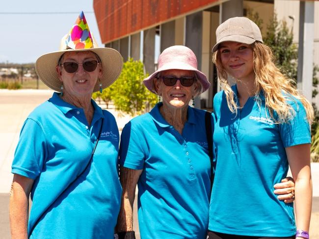 Heather Shepard, Marg Lloyd-Jones and Elliot Slean from Carlyle Gardens at the 2023 Bundaberg Relay for Life.