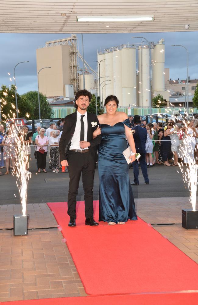 Toowoomba school formals. At the 2023 St Ursula's College formal is graduate Jessica Betros with her partner. Picture: Rhylea Millar