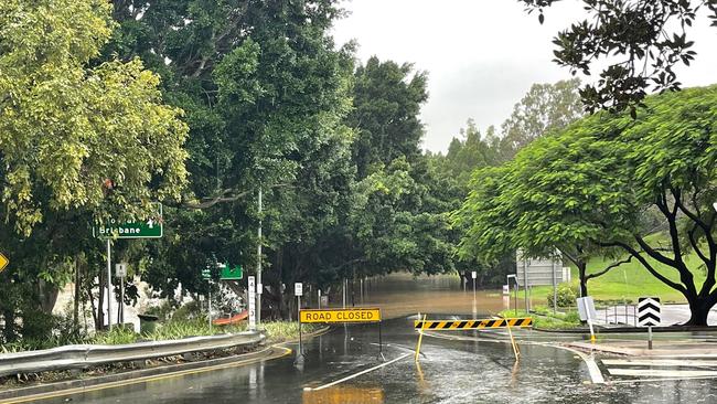 David Martin posted on his Facebook Friday that," sadly the Bremer River has risen overnight to 8.7m at 8am this morning, with water cutting off Marsden Parade. Lets hope this rain soon eases. Stay safe." Pic: David Martin FB