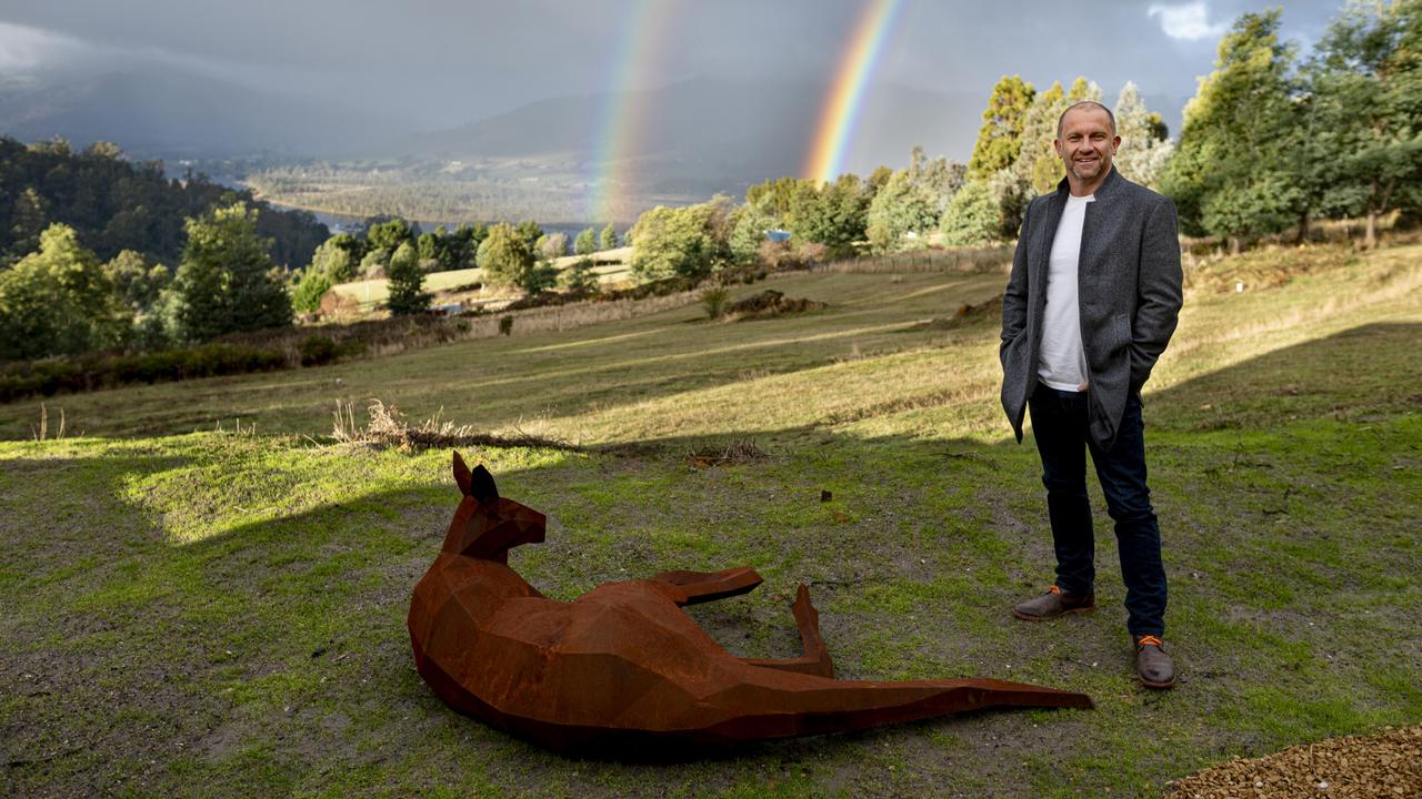 Grand Designs Australia host Anthony Burke in Tasmania’s Huon Valley. Picture: Brad Harris