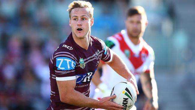 Daly Cherry-Evans on the charge for Manly.