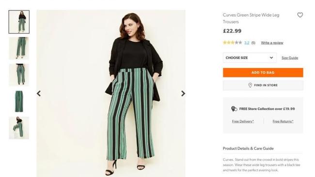 The larger New Look green-striped trousers.