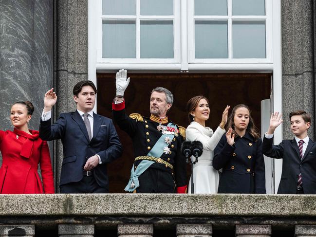 King Frederik X of Denmark and Queen Mary with their children (L-R) Princess Isabella, Crown Prince Christian, Princess Josephine and Prince Vincent. Picture: AFP