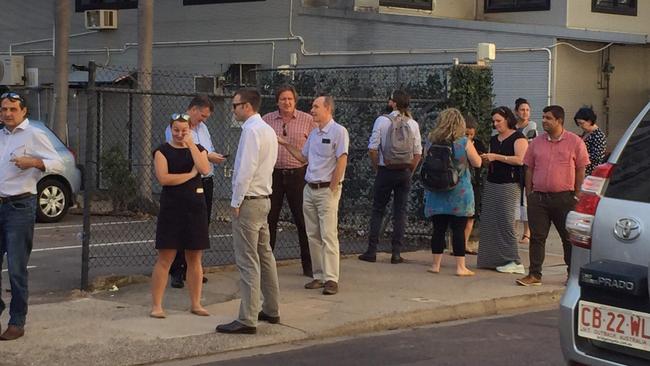 Darwin city workers evacuated from Energy House and gathered on Litchfield St after the tremor. Picture: SUPPLIED