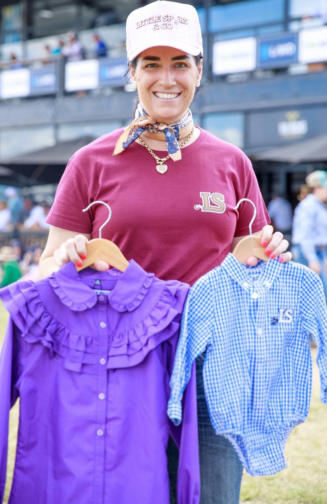 Capella mum Vanessa Challacombe's clothing has shown off her Little Spurs collection at Rockhampton’s Beef Week. Photos: Steve Vit