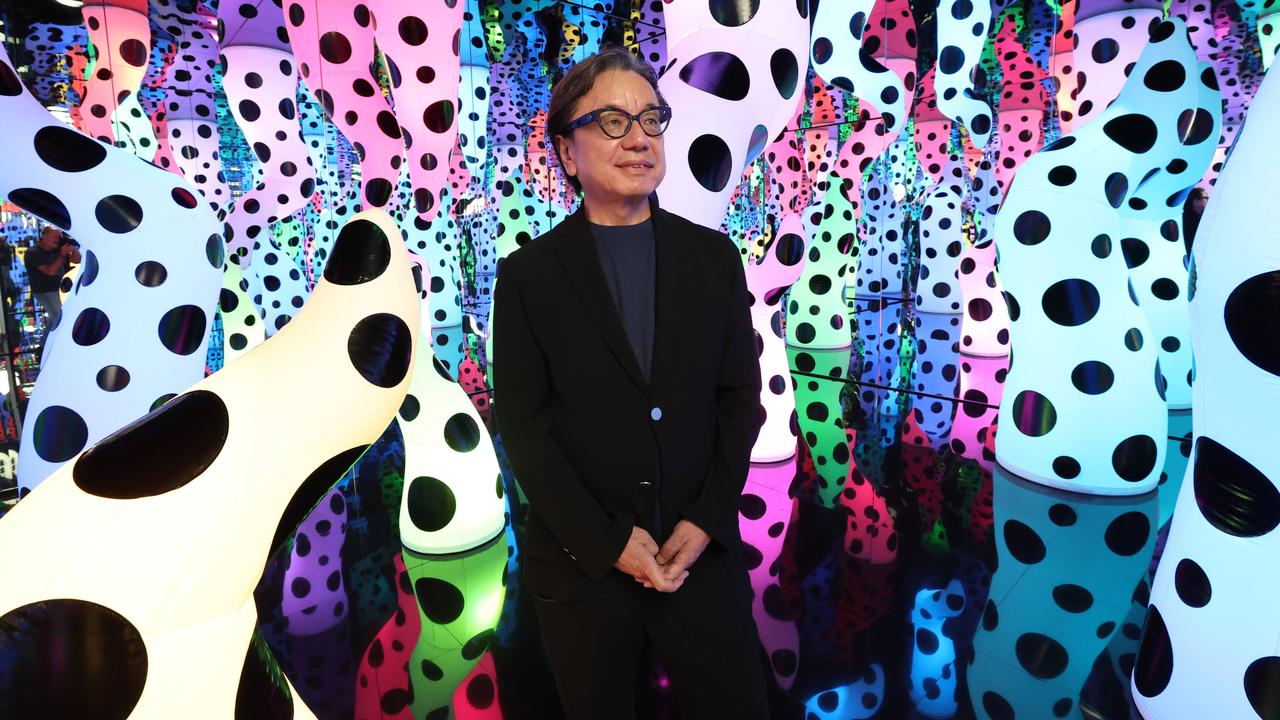 Yayoi Kusama is a world-premiere blockbuster exhibition celebrating the illustrious career of the iconic contemporary artist spanning her eight-decade practice. Hidenori Ota, founder of Ota Fine Arts in an exhibit called, Love is Calling. Picture: David Caird