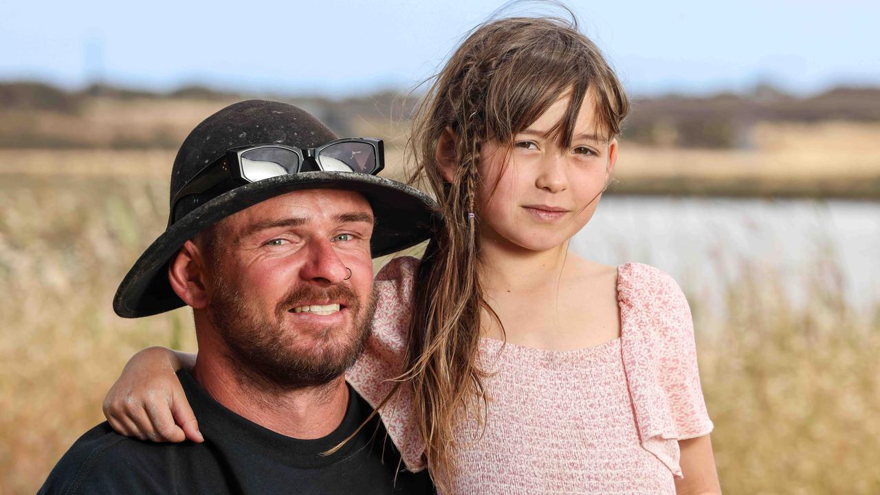 Mr Brook and daughter Indigo, 8, at Onkaparinga River Wetlands. Picture: Russell Millard Photography