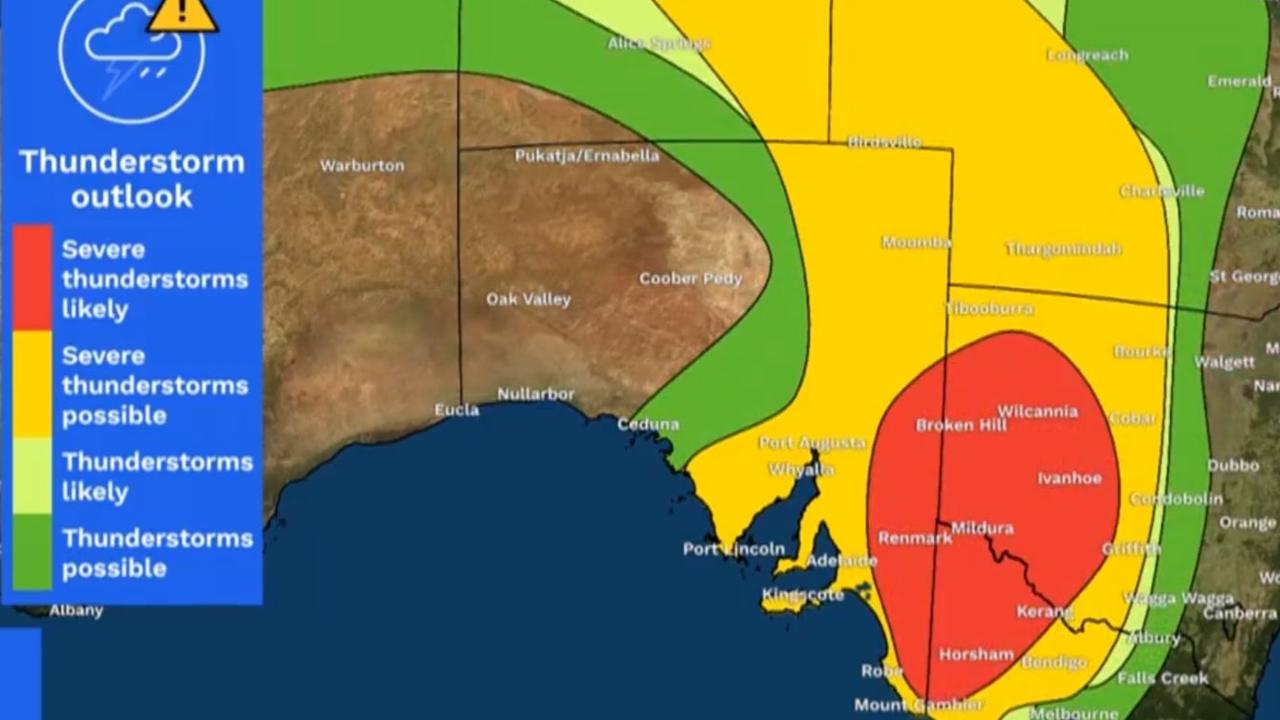 Victoria and NSW are both set to be lashed by storms on Sunday. Picture: BOM