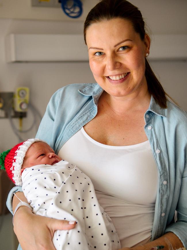 Baby Bowie Harris, with mother Agi Magyar, was named after British singer David Bowie. Picture: AAP Image/ Morgan Sette