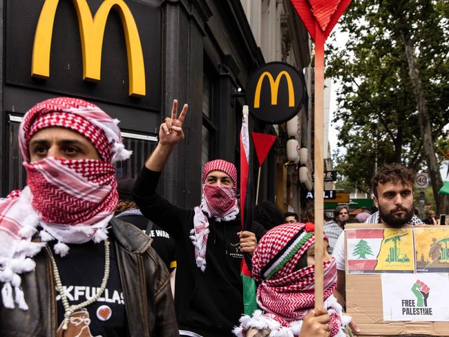 Pro-Palestine activists march through the city in December. Picture: Diego Fedele