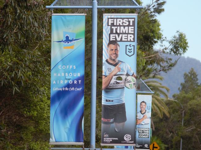 The Cronulla Sharks are taking on the Gold Coast Titans at C.ex Stadium, Coffs Harbour in the region's first NRL Premiership match on May 30, 2021. Photo: Tim Jarrett