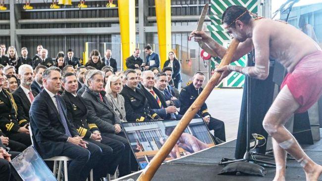 A ceremony at Adelaide’s Osborne Naval Shipyard. Picture: Brenton Edwards/NewsWire