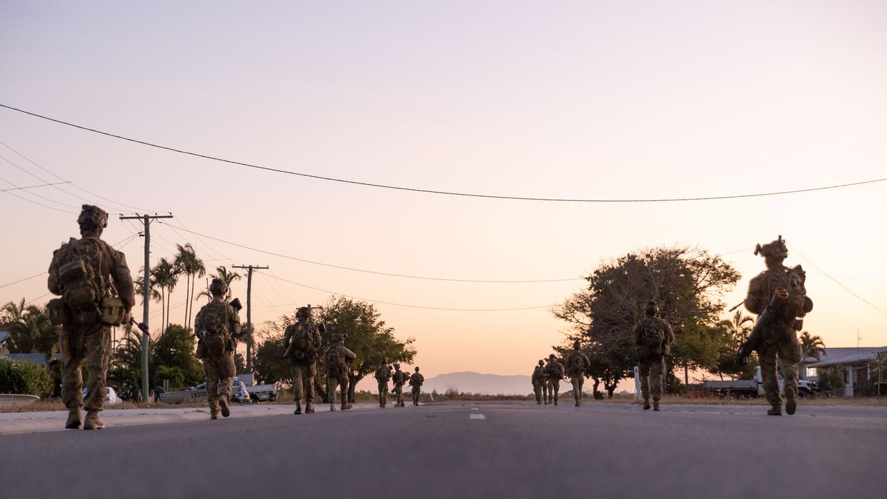 Soldiers from 3rd Battalion Royal Australian Regiment on patrol at Bowen during Exercise Talisman Sabre 2021. Picture: Supplied