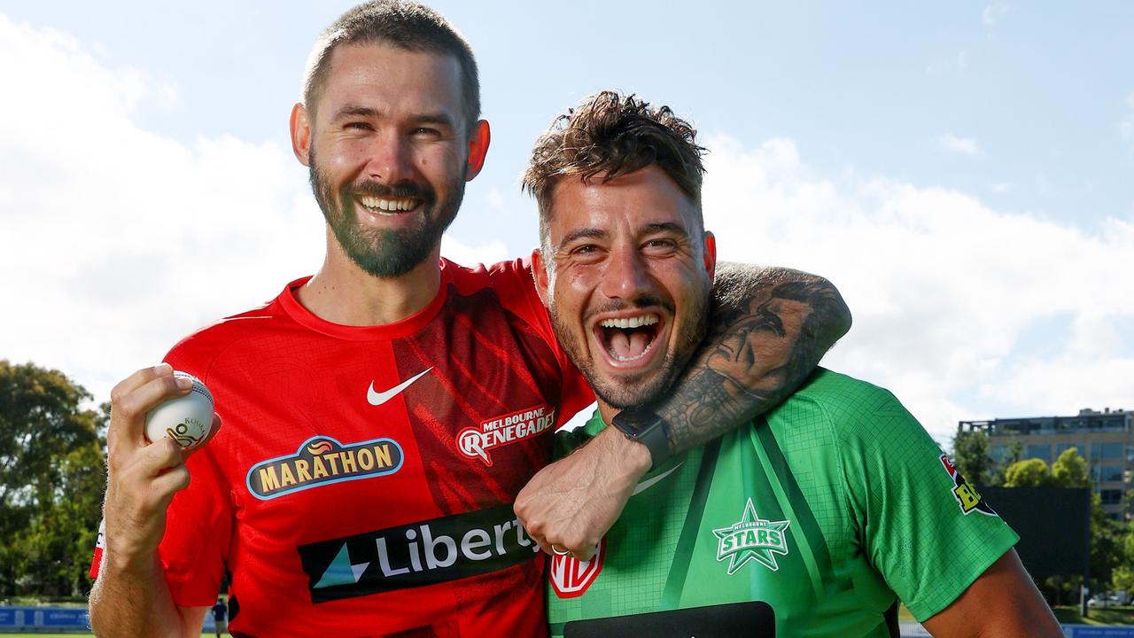 Kane Richardson and Marcus Stoinis launch the BBL season. Picture: Michael Klein