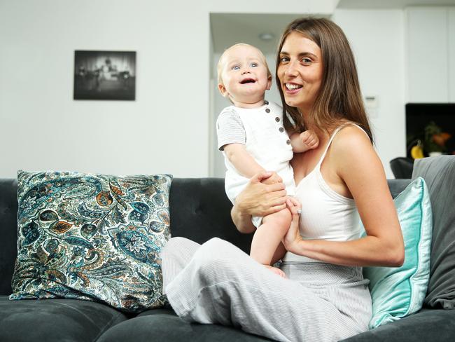 Healthy mum, healthy bub ... Sydney mother Dominique Milne and her 11 month old son Mack. Picture: Tim Hunter