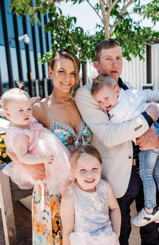 Ellie, 19 months, Sharna, Sienna, 7, Sonny, 3, and Casey Townsend. Picture: Eliza McDonald/ Pineapple Images