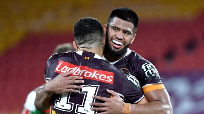 David Fifita (L) and Payne Haas (R) are the powerhouse forwards of the future. Pictur: AAP