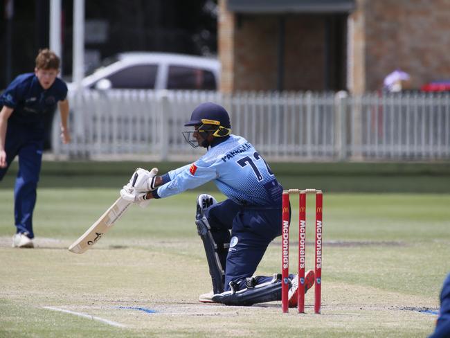 Arjun Nadadurr drives for Paramatta. Picture: Warren Gannon Photography