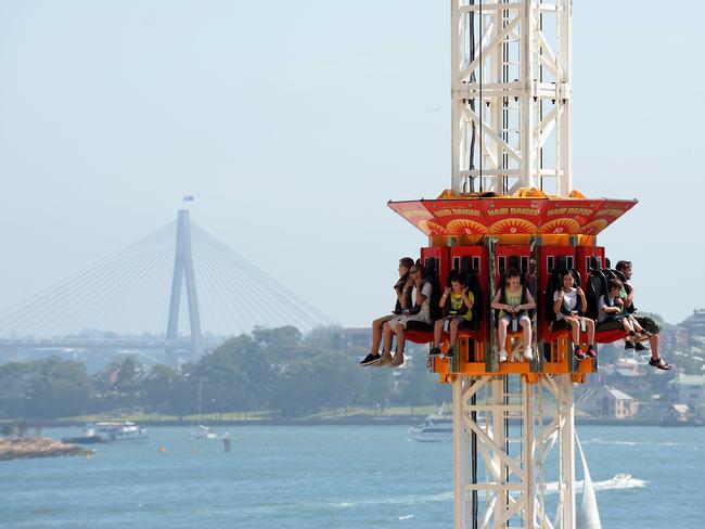 The drop tower offers a spectacular view of Sydney Harbour. Picture: Elenor Tedenborg