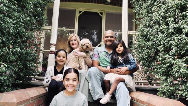 Asanka Silva with wife Chelsea and daughters Chelsea, Ava and Isobel. Picture: Adam Daunt