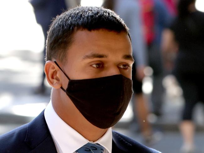 SYDNEY, AUSTRALIA - NewsWire Photos MARCH 14, 2022:  Tristan Sailor pictured as he arrives at Downing Centre Courts, Sydney CBD. Trial to continue for former NRL player charged with allegedly sexually assaulting a woman in SydneyÃs south.Picture: NCA NewsWire / Damian Shaw