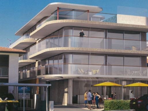 An architect's original impression of the proposed Surf Motel in Yamba from 2014.