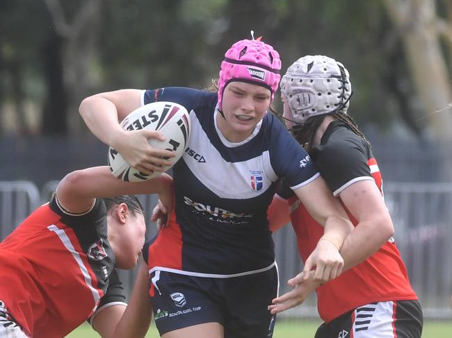 Kirwan State High School hosts St Patrick's College, Mackay, in round 1 of the 2025 Aaron Payne Cup. Senior Girls. Picture: Evan Morgan