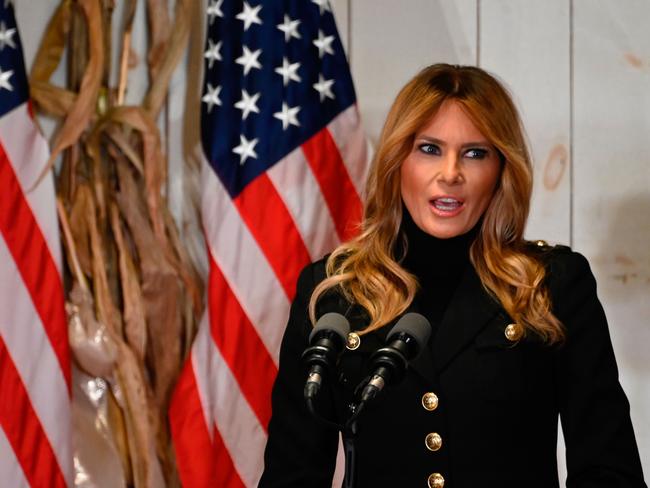 Melania Trump speaks at a rally in Wapwallopen, Pennsylvania. Picture: AFP.