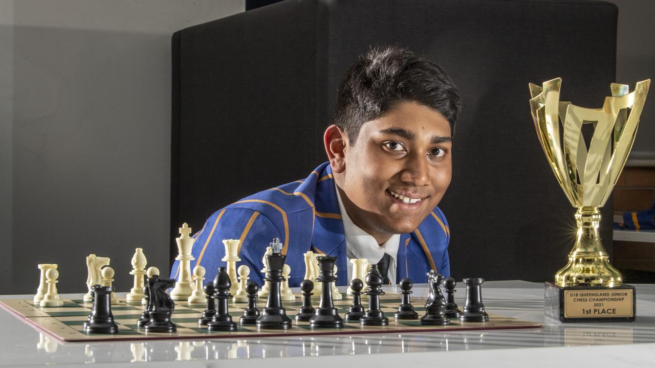 Toowoomba Grammar School’s Shafiuddin Aanan has won the title at the U18 Queensland Junior Chess Championship. Picture: Nev Madsen.