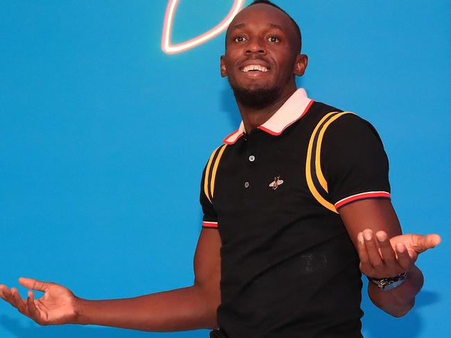 Usain Bolt press conference at Optus on the beach at Kurrawa. Pics Adam Head