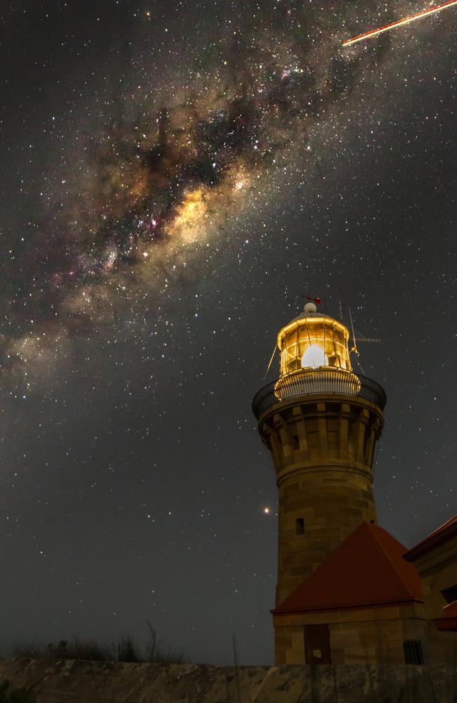 The Milky Way with the Barrenjoey Lighthouse in the foreground. Picture Greg Barber