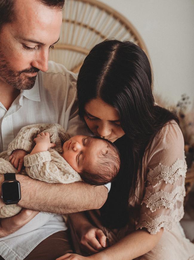 David Clarke, 48, and his partner Meriani Silverlake, 29, with Freddie when he was a newborn. Picture: Supplied