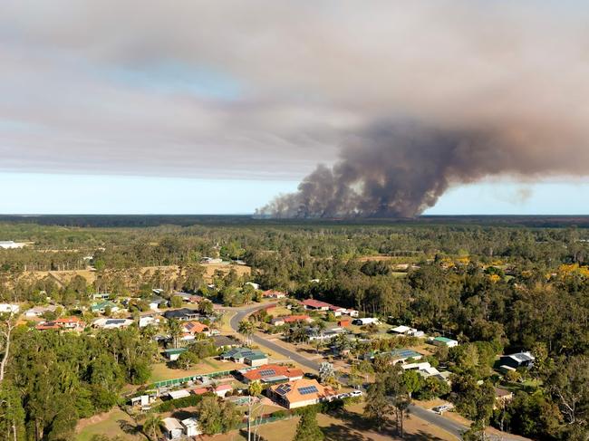 A warning has been issued for nearby residents following large vegetation fire in Beerwah. Credit: Cade &amp; Co Property