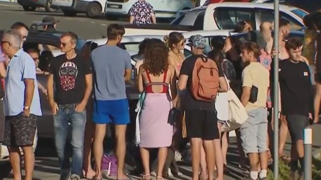 Horrified onlookers watched from the beach. Picture: Nine News