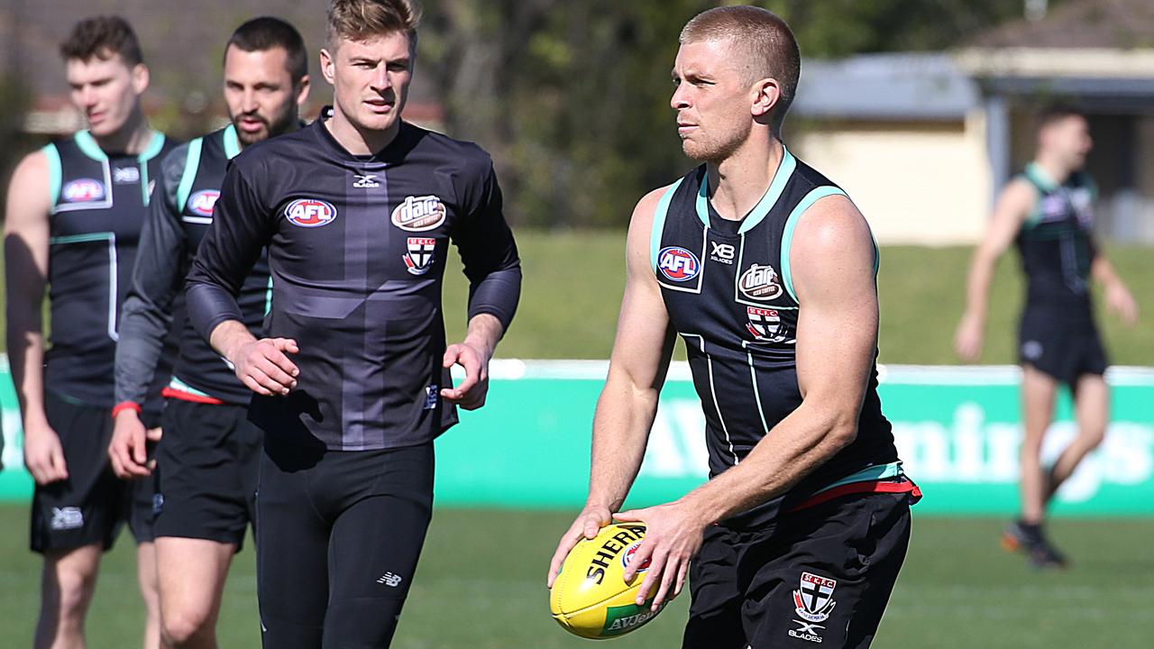 St Kilda ball-winner Seb Ross in action at training. Picture: Ian Currie