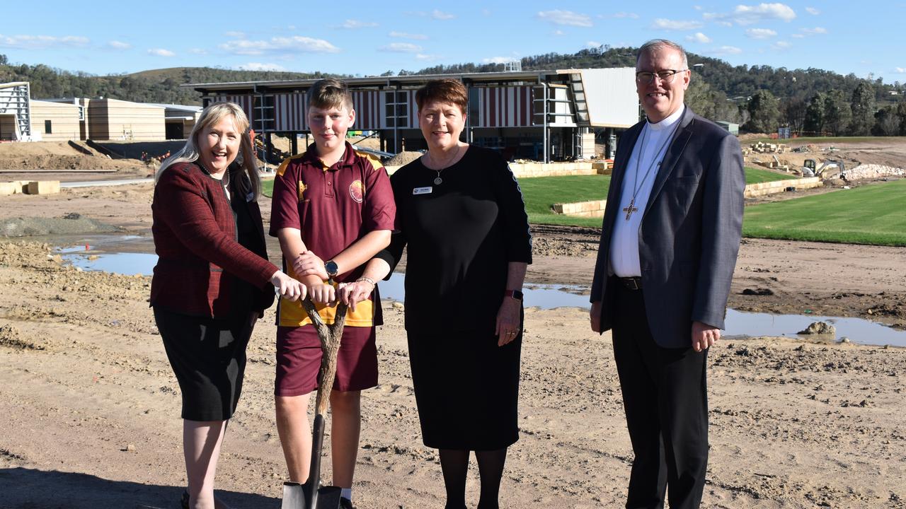 Principal Narelle Dobson (left) with first student Darius Kebbell, Pam Betts and Reverend Ken Howell