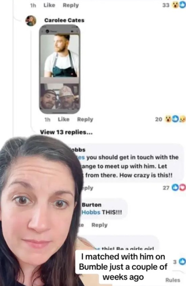 Women came forward on Facebook claiming that they’d matched with Withers on dating apps. Picture: TikTok/@marykatherinesamples