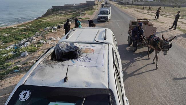 The World Central Kitchen logo was clearly visibly. Picture: AFP