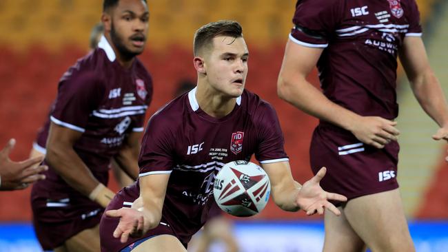 Jake Simpkin in action during the Under 18 Queensland v NSW State of Origin game at Suncorp Stadium in Brisbane. Pic: Adam Head