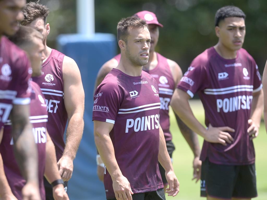 Luke Brooks training with his new club Manly. Picture: Jeremy Piper