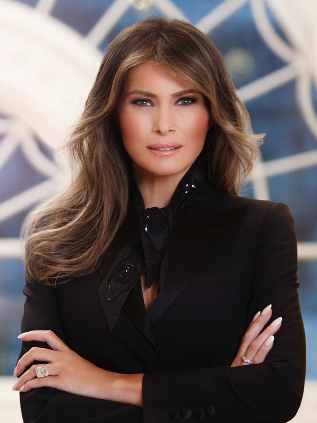 Vogue called Melania Trump’s first portrait, released in 2017, “airbrushed into oblivion”. Picture: The White House via Getty Images