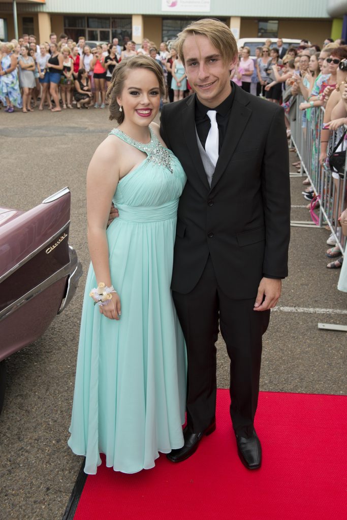 On the red carpet are Taylor Frost and Liam Roberts. Picture: Kevin Farmer