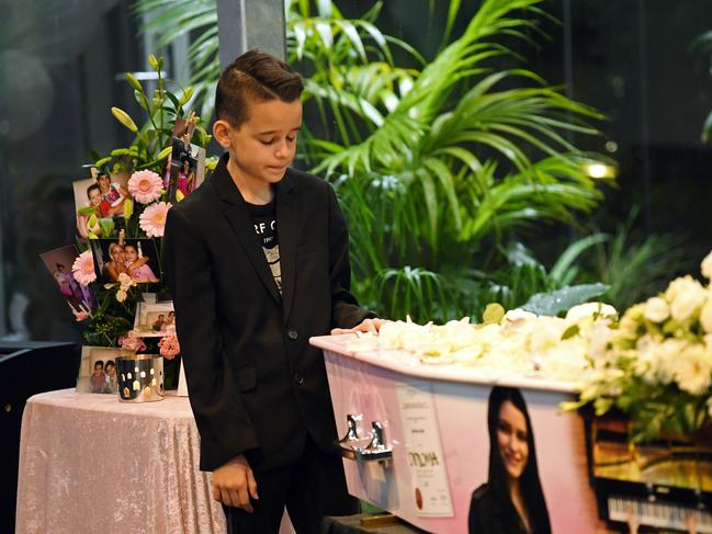 Sabrina’s brother Pyrrhus at her funeral. Photo: Tom Huntley.