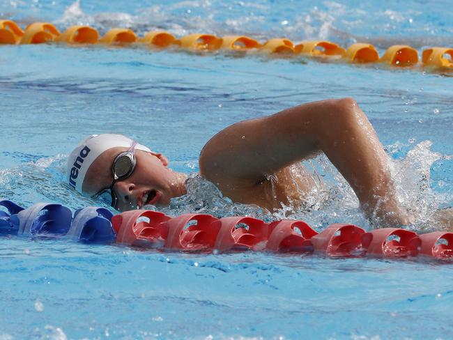 Swimmers gathered for training at the Dolphins emerging swimmers camp in Southport. Inez Miller from WA. Picture: Tertius Pickard