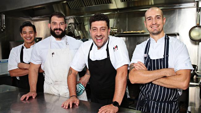 Jason Parallel, Nick Dzebic, Gianluca Mastrosimone and Mickey Bottaro at Amaro Restaurant look after appetites to go with the amaros. Picture: Adam Yip